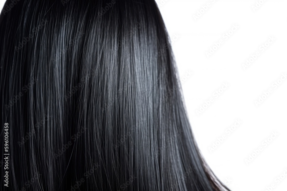 womans long black hair from behind. Generative AI womans long black hair from behind. Generative AI
