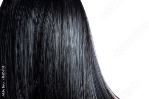 womans long black hair from behind. Generative AI