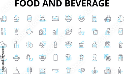 Food and beverage linear icons set. Delicious, Savory, Spicy, Tangy, Sweet, Salty, Umami vector symbols and line concept signs. Fresh,Tasty,Flavorful illustration