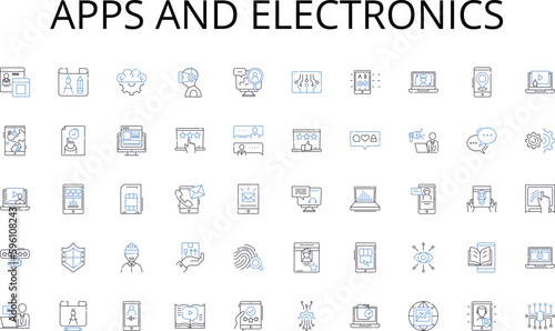 Apps and electronics line icons collection. Pursue, Quest, Explore, Discover, Search, Hunt, Probe vector and linear illustration. Investigate,Inquire,Scrutinize outline signs set