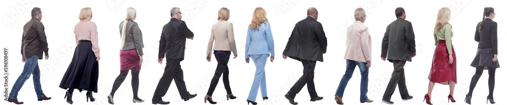 group of successful business people in motion isolated group of successful business people in motion isolated