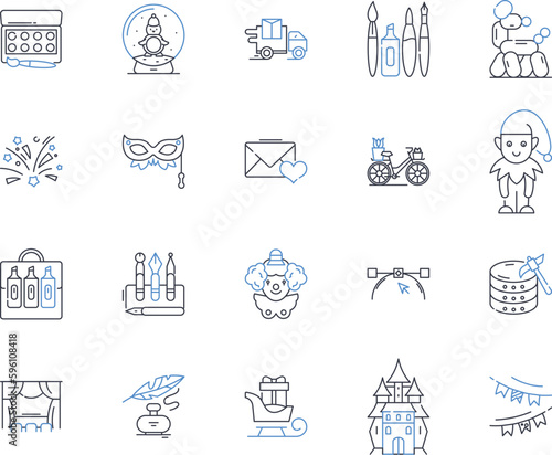 Visionary pursuits line icons collection. Innovation, Futuristic, Dreamer, Imagination, Creativity, Inspiration, Ambition vector and linear illustration. Prophetic,Forward-thinking,Boldness outline