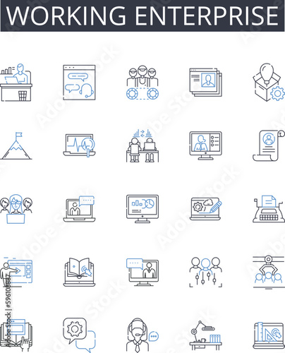Working enterprise line icons collection. Hot, Warm, Cold, Chilly, Freezing, Frigid, Icy vector and linear illustration. Dry,Humid,Wet outline signs set