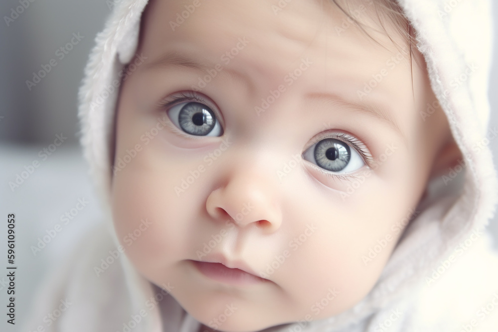 Little sweet baby closeup portrait. Generative AI Little sweet baby closeup portrait. Generative AI