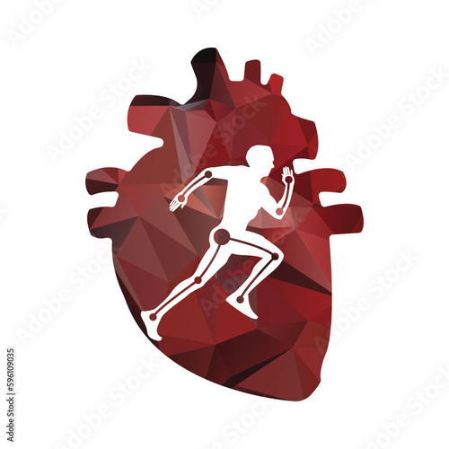 Running man vector logo design template. Heart vector logo design.