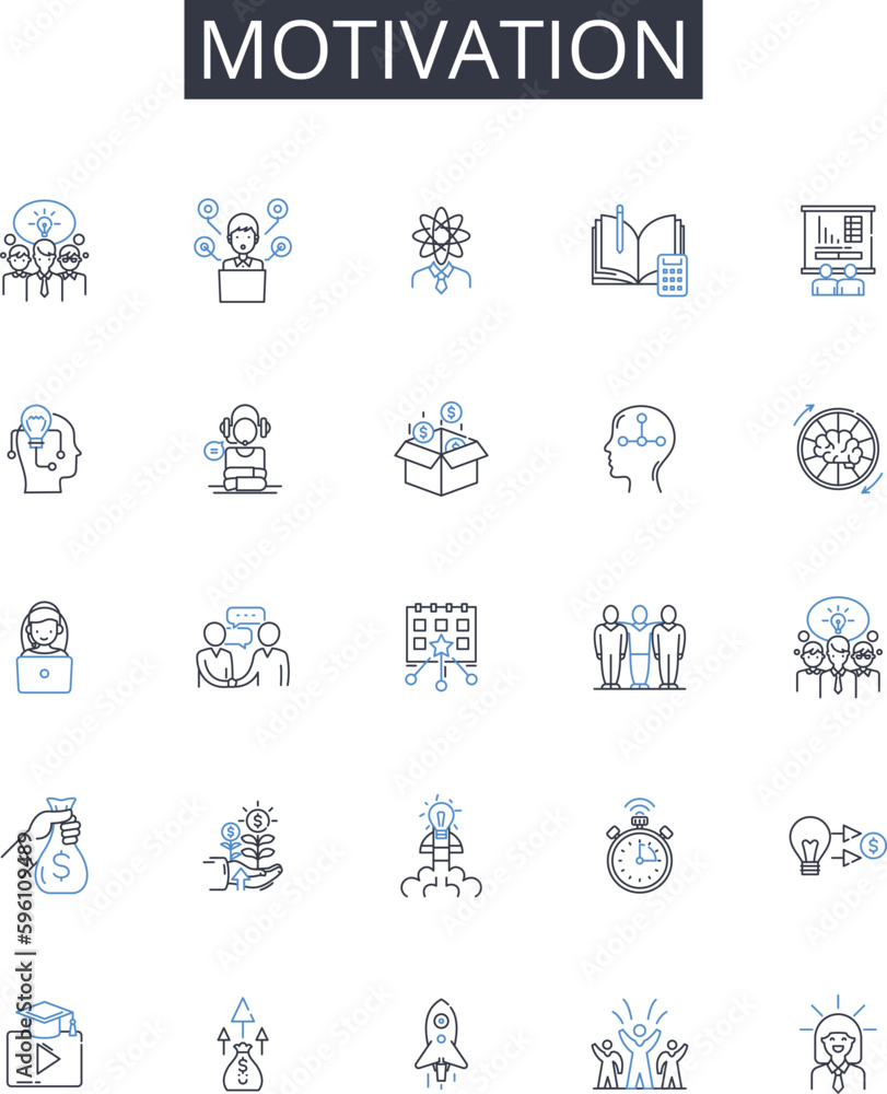 Motivation line icons collection. Enthusiasm, Drive, Inspiration, Ambition, Passion, Zeal, Energy vector and linear illustration. Fire,Dedication,Incentive outline signs set