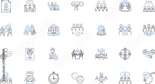 Oversight squad line icons collection. Watchdogs, Supervision, Monitoring, Control, Surveillance, Management, Regulation vector and linear illustration. Oversight,Inspection,Watchful outline signs set