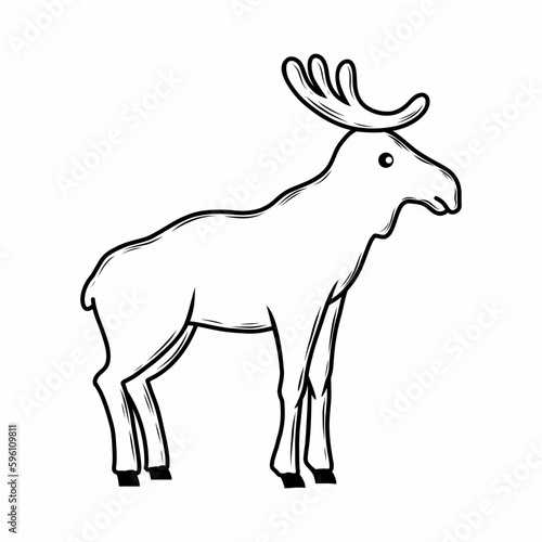 Elk. The animal is symbol of Canada. Vector doodle illustration.