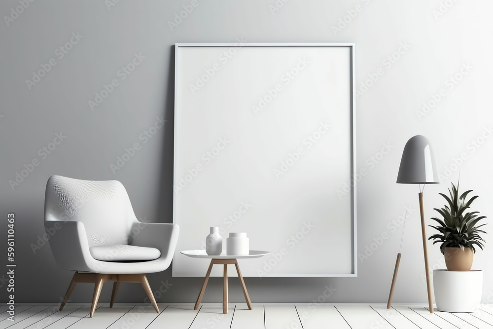 Minimalist Living Room with Blank Frames for Wall Art Mockup Minimalist Living Room with Blank Frames for Wall Art Mockup