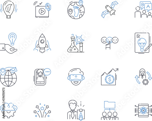 Communication conversation line icons collection. Dialogue, Exchange, Discourse, Interaction, Banter, Debate, Rapport vector and linear illustration. Chatter,Discourse,Discussion outline signs set