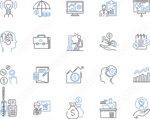Product positioning line icons collection. Strategy, Differentiation, Position, Target, Market, Competition, Perception vector and linear illustration. Branding,Messaging,Image outline signs set