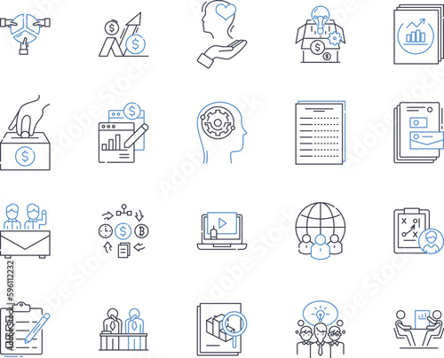Customer receipts line icons collection. Transaction, Proof, Purchase, Payment, Record, Invoice, Receipt vector and linear illustration. Slip,Ticket,Voucher outline signs set