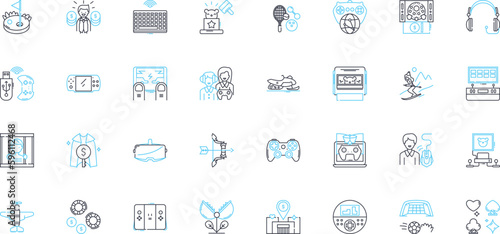 Musical instrument linear icons set. Piano, Guitar, Drums, Violin, Trumpet, Saxoph, Flute line vector and concept signs. Banjo,Ukulele,Bass outline illustrations Generative AI photo