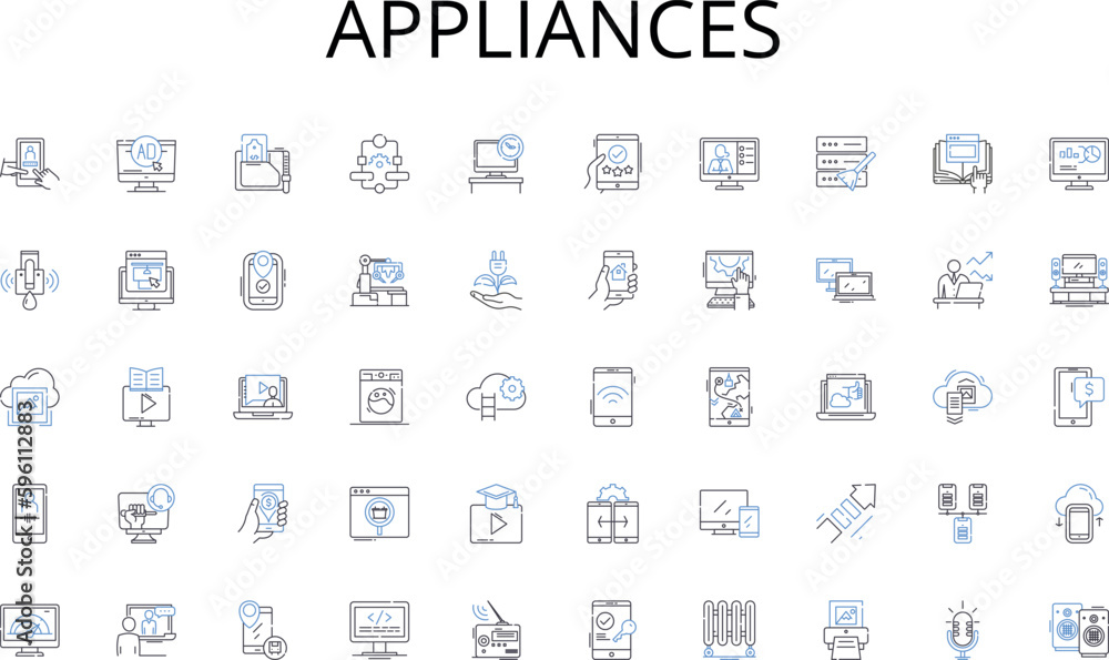 Appliances line icons collection. Hotel, Motel, Hostel, Inn, Lodge, Resort, Bedding vector and linear illustration. Guesthouse,Stay,Accommodation outline signs set Appliances line icons collection. Hotel, Motel, Hostel, Inn, Lodge, Resort, Bedding vector and linear illustration. Guesthouse,Stay,Accommodation outline signs set