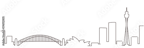 Sydney Dark Line Simple Minimalist Skyline With White Background