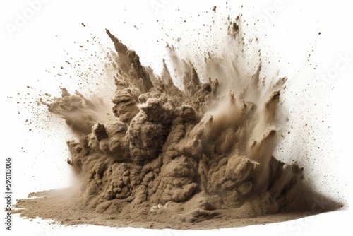 dirt being ejected upwards. Generative AI photo
