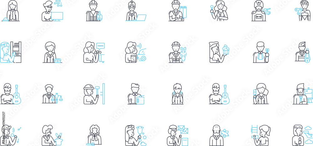 Administrative assistance linear icons set. Organization, Coordination, Communication, Scheduling, Planning, Efficiency, Multitasking line vector and concept signs. Generative AI Administrative assistance linear icons set. Organization, Coordination, Communication, Scheduling, Planning, Efficiency, Multitasking line vector and concept signs. Generative AI