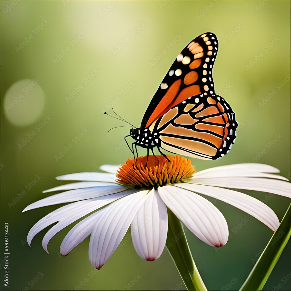 Obraz premium butterfly on a flower created in artificial intelligence
