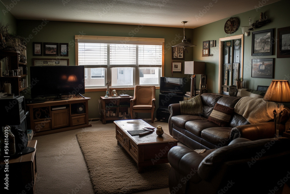 american apartment indoor living room. Generative AI american apartment indoor living room. Generative AI