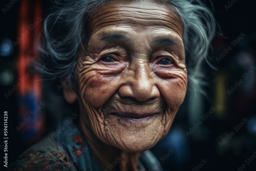 elderly mature woman closeup smiling happy. Generative AI