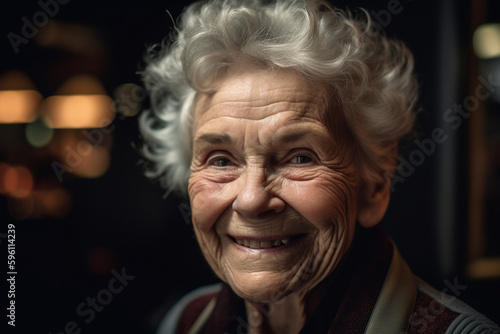 elderly mature woman closeup smiling happy. Generative AI