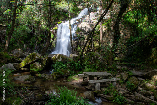 Waterfall in the forest. Cascata da Cabreia, Portugal, Europe photo