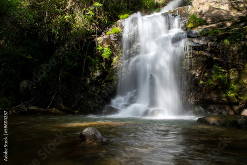 Waterfall in the forest. Cascata da Cabreia  Portugal  Europe