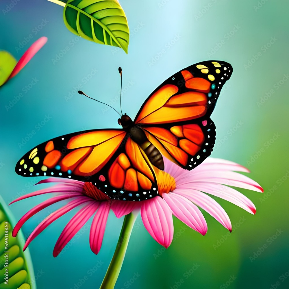 butterfly on a flower created in artificial intelligence butterfly on a flower created in artificial intelligence