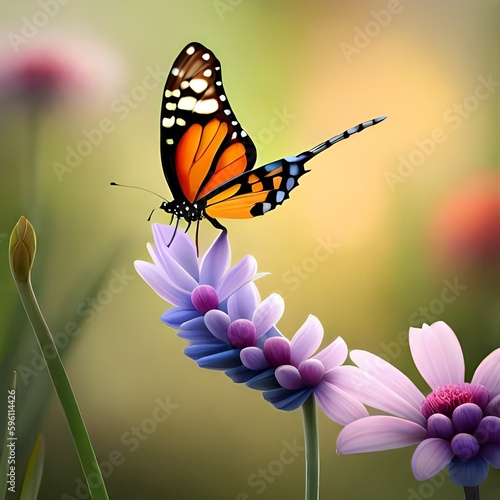 butterfly on a flower created in artificial intelligence