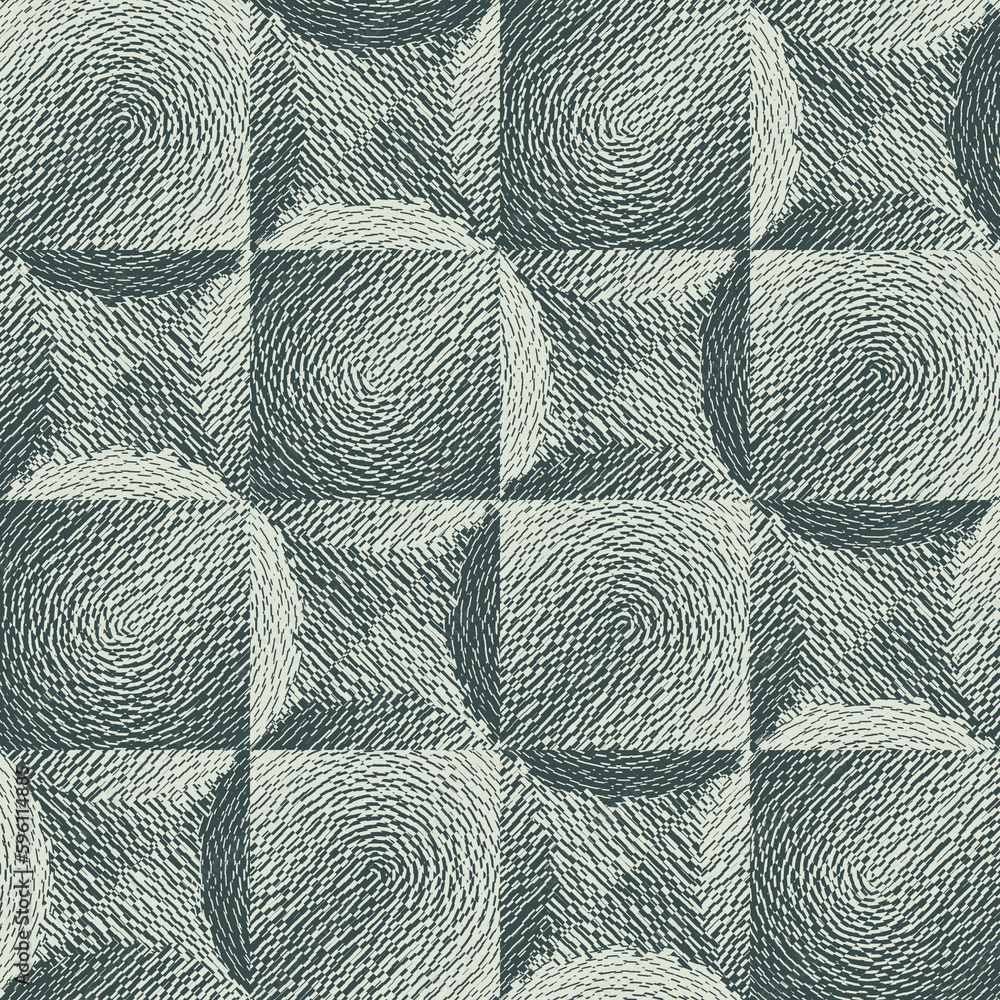 Sea Green Melange Textured Broken Geometric Pattern