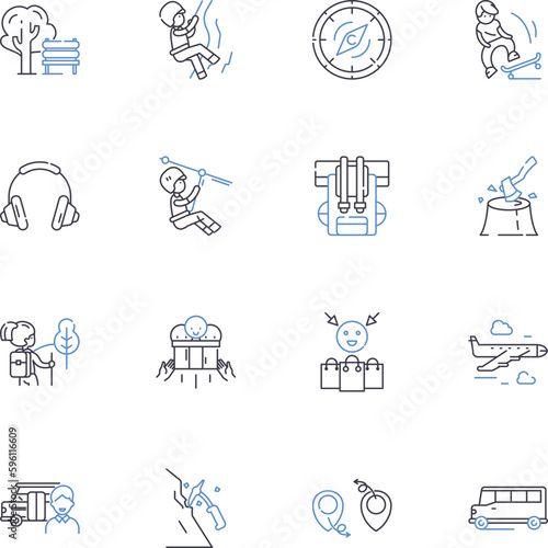 Carefree amusements line icons collection. Fun, Playful, Careless, Joyful, Cheerful, Lively, Uninhibited vector and linear illustration. Effortless,Pleasurable,Spontaneous outline signs set