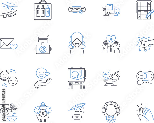 Handicrafts line icons collection. Artisan, Ceramics, Crochet, Embroidery, Felting, Glassblowing, Knitting vector and linear illustration. Leatherwork,Macrame,Metalworking outline signs set