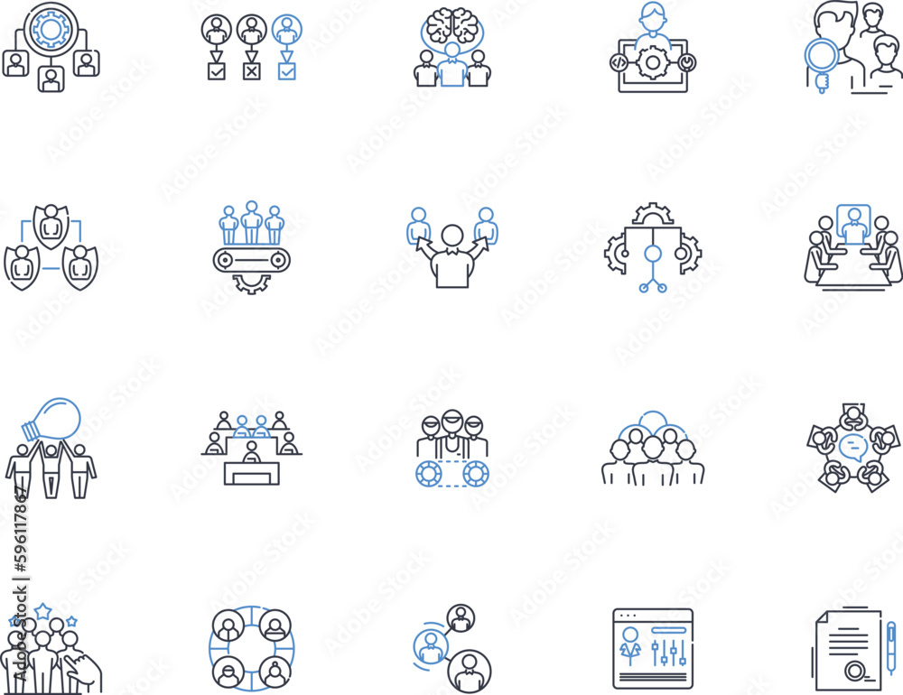 Seminar line icons collection. Workshop, Conference, Training, Lecture, Symposium, Convention, Retreat vector and linear illustration. Discussion,Colloquium,Forum outline signs set