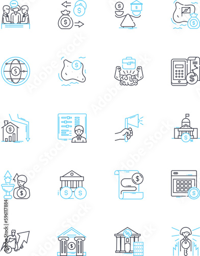 Excise tax linear icons set. Excise, Tax, Consumption, Revenue, Indirect, Duty, Impost line vector and concept signs. Import,Manufacture,Alcohol outline illustrations