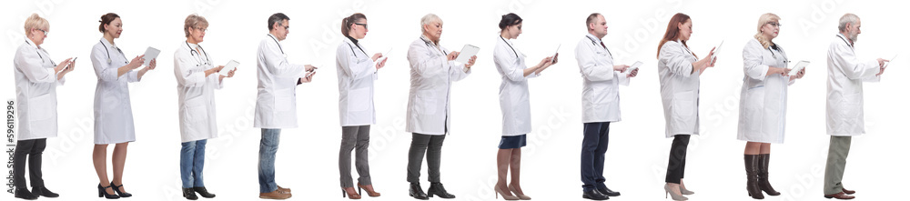 group of doctors with clipboard isolated on white group of doctors with clipboard isolated on white