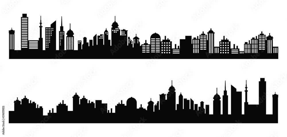 Silhouette of skyscrapers. Urban city landscape. Illustrations.	
