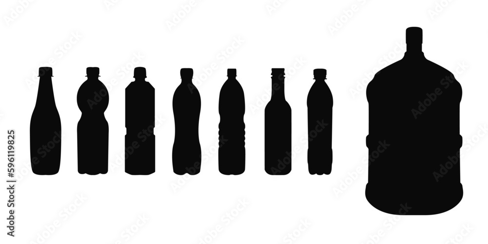 Set of vector silhouettes of bottles Set of vector silhouettes of bottles