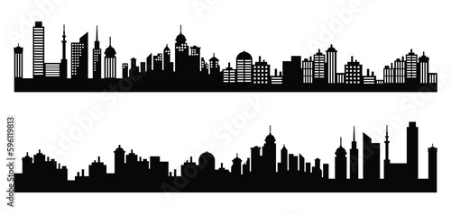 Silhouette of skyscrapers. Urban city landscape. Illustrations.  