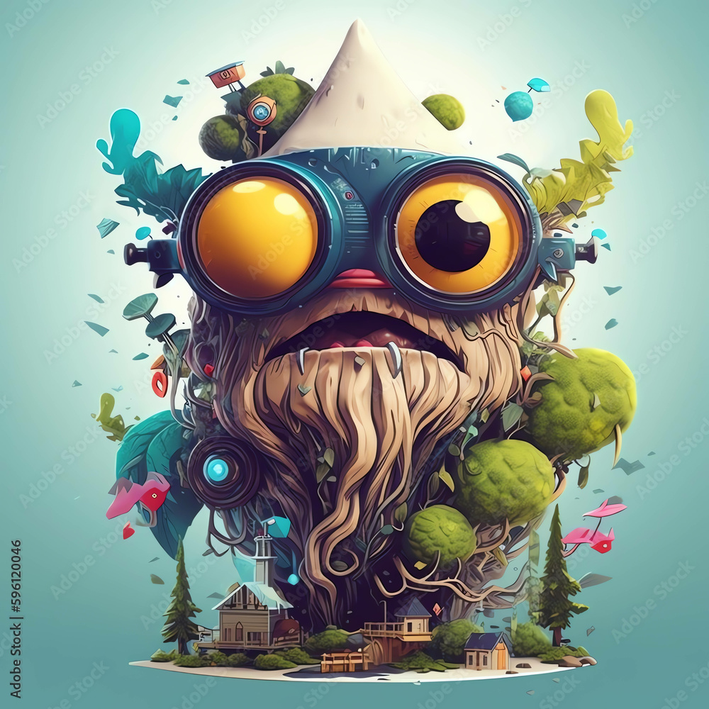 tree monster, wearing cyberpunk glasses, wallpaper and background tree monster, wearing cyberpunk glasses, wallpaper and background