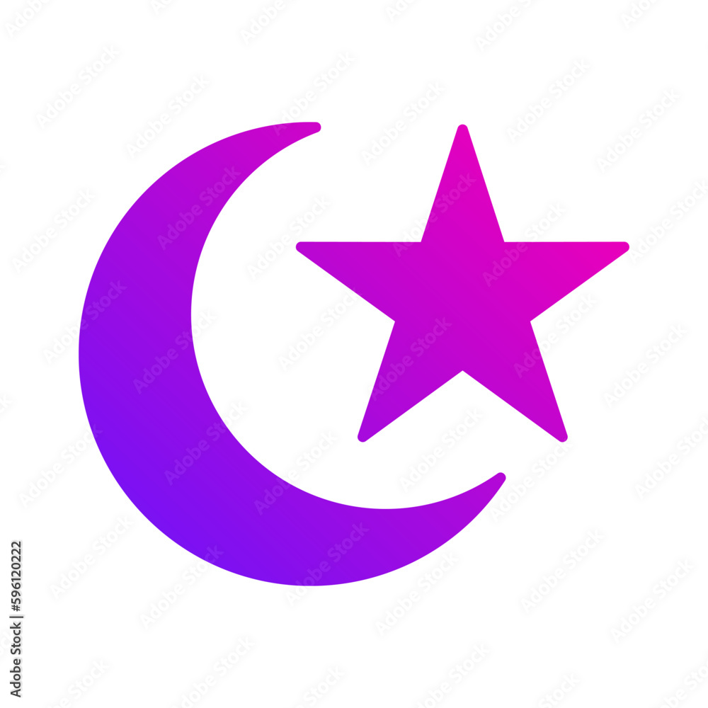 Obraz premium islamic moon and star gradient icon button vector illustration