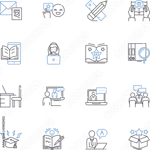 Broadening expertise line icons collection. Learning, Growth, Development, Expanding, Adapting, Versatility, Exploration vector and linear illustration. Innovation,Experimentation,Mastery outline