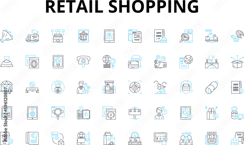 Retail shopping linear icons set. Bargain, Discount, Fashion, Trendy, Convenience, Specialty, Variety vector symbols and line concept signs. Luxury,Convenience,Homeware illustration Retail shopping linear icons set. Bargain, Discount, Fashion, Trendy, Convenience, Specialty, Variety vector symbols and line concept signs. Luxury,Convenience,Homeware illustration
