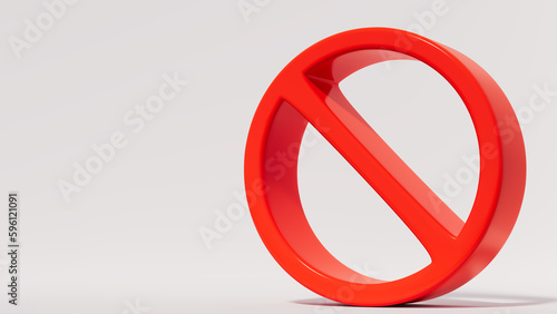 3d rendering of red forbidden symbol on white stage, security theme