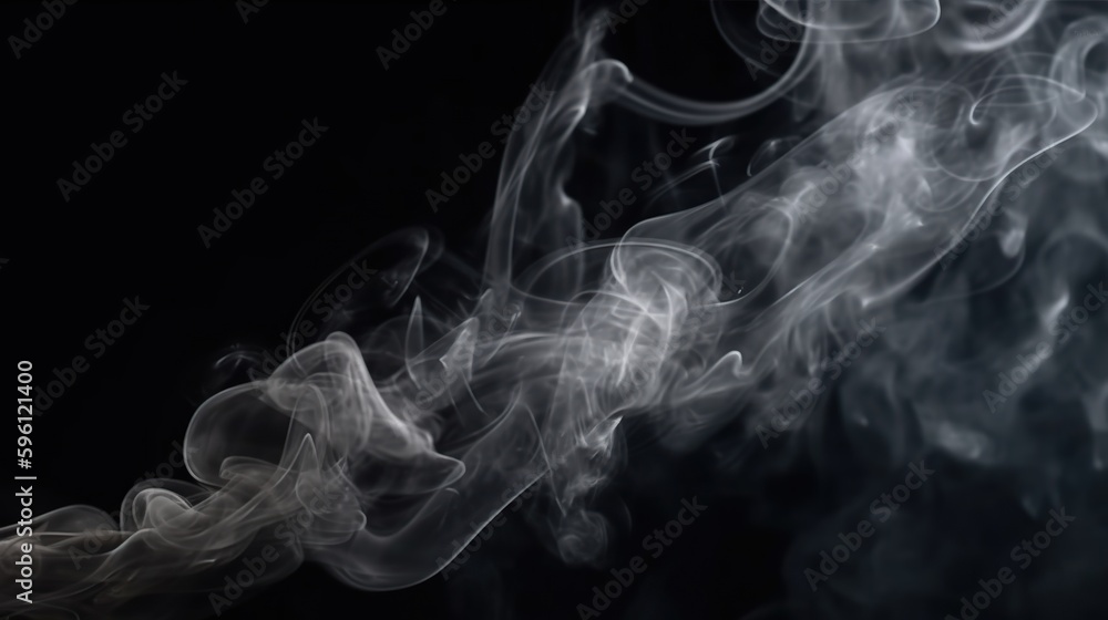 Fototapeta premium Smoke on a Black Background, Easy to Erase, Studio Photography, Generative AI