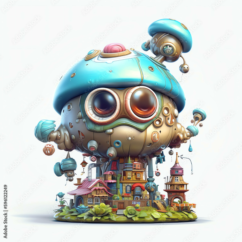 3D render Monster mushrooms background design illustration and wallpaper 3D render Monster mushrooms background design illustration and wallpaper
