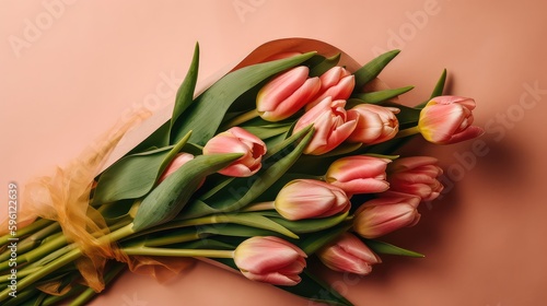 Bouquet of pink tulips, Mother's Day, Spring, Generative AI, Generative, AI
