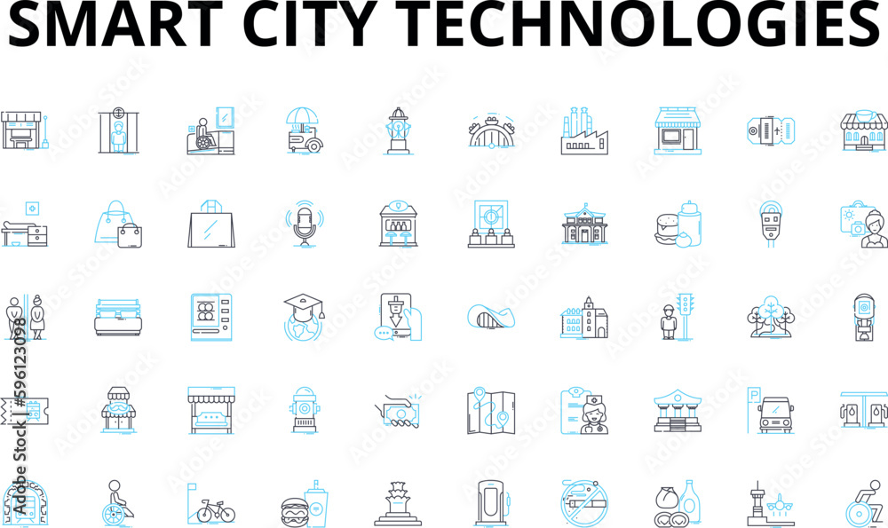 Smart city technologies linear icons set. IoT, Sustainability, Automation, Innovation, Digitalization, Connectivity, Mobility vector symbols and line concept signs. Energy,Security,Efficiency Smart city technologies linear icons set. IoT, Sustainability, Automation, Innovation, Digitalization, Connectivity, Mobility vector symbols and line concept signs. Energy,Security,Efficiency