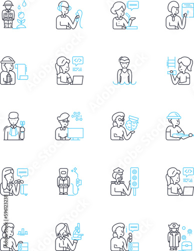 Entrepreneur linear icons set. Innovator, Risk-taker, Dreamer, Visionary, Opportunist, Ambitious, Creative line vector and concept signs. Self-starter,Motivated,Resilient outline illustrations