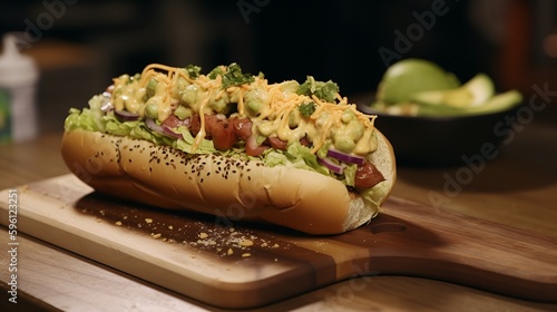 Gourmet Hot Dog with Unique Toppings