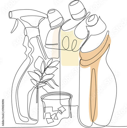 Home cleaning service landing page design concept, illustration of janitors with cleaning tools. Vector illustration